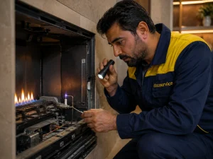 بررسی شمعک و جرقه زن شومینه گازی برای رفع مشکل روشن نشدن دستگاه