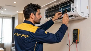 عیب یابی و بررسی علت خنک نکردن اسپلیت توسط تکنسین دوسو سرویس