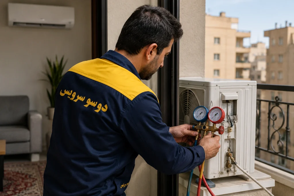 شارژ گاز کولر گازی توسط تعمیرکار متخصص در منزل