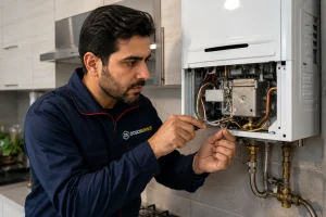 تعمیر شمعک و ترموکوپل آبگرمکن توسط تکنسین دوسو سرویس