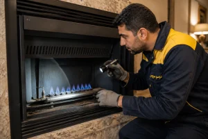 بررسی دودکش و شمعک شومینه گازی برای رفع خاموش شدن ناگهانی