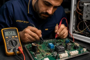 بررسی خرابی برد الکترونیکی پکیج توسط تعمیرکار