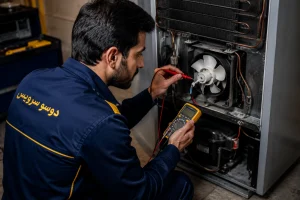 عیب یابی فن یخچال با مولتی متر توسط تعمیرکار
