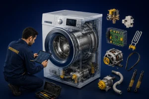 عیب یابی قطعات ماشین لباسشویی اسنوا توسط تعمیرکار
