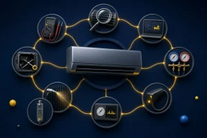 مراحل سه بعدی تعمیر و سرویس کولر گازی در محل