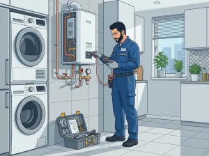سرویس و بررسی فنی آبگرمکن دیواری در محل توسط تعمیرکار